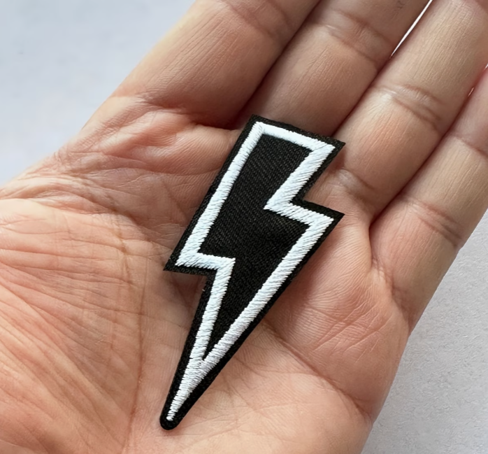 Black & White Lightening Bolt Patch